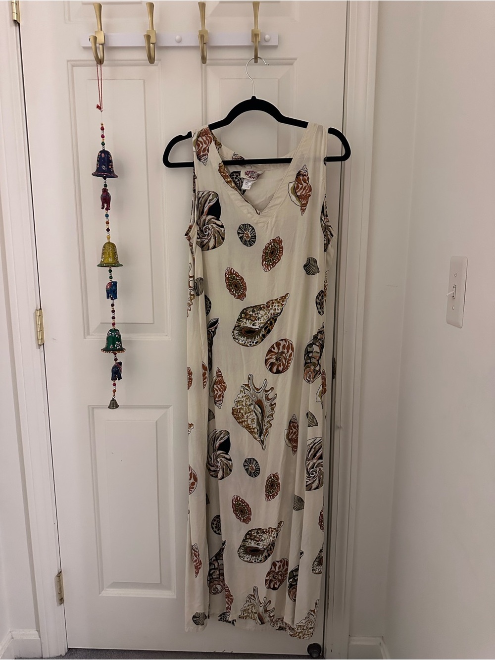 Peppermint Bay Cream Seashell Print Maxi Dress